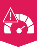 speed badge, speedometer with warning symbol