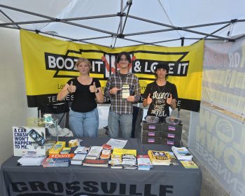 Students staff a Reduce TN Crashes and THSO booth at the fair